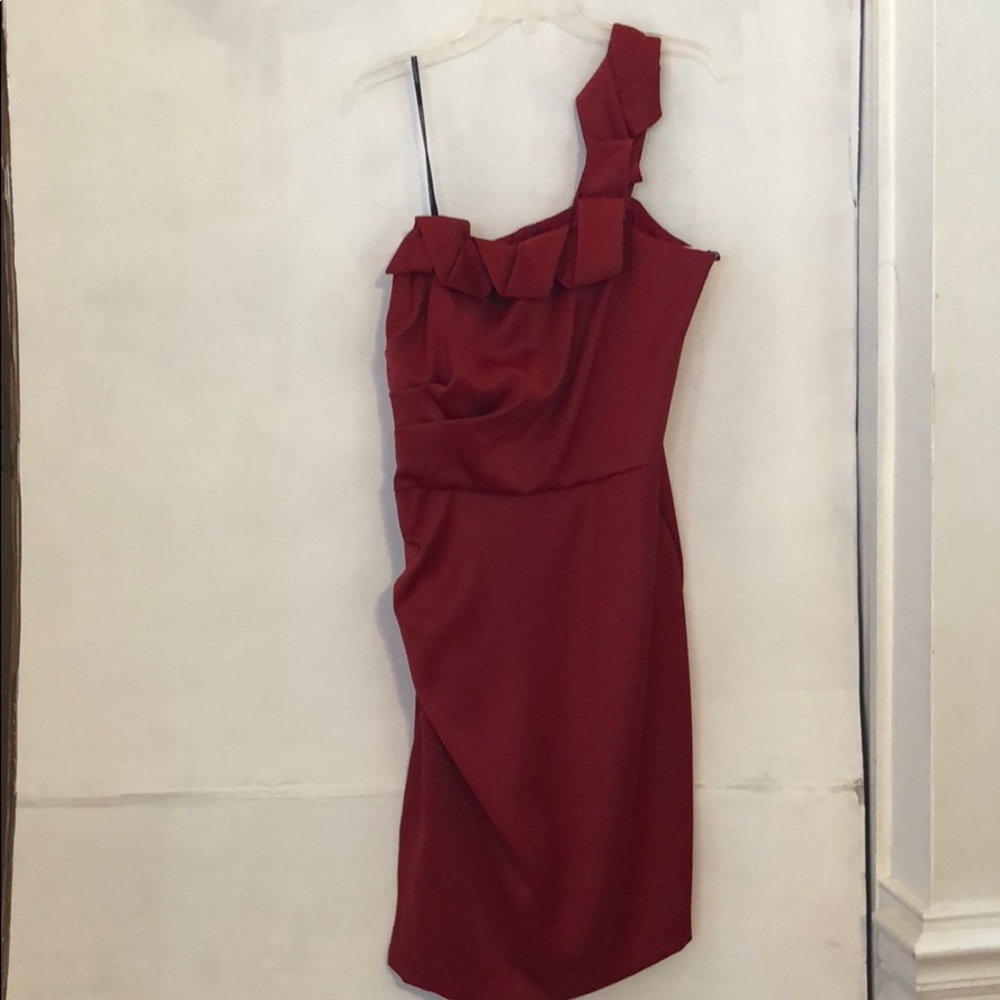 Chris McLaughlin red off shoulder dress.  Size 18